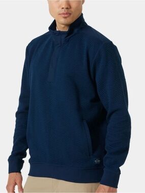 Helly Hansen Mens 1/4 Snap Button Sweater Pullover Sz XL Navy Layering Outdoor